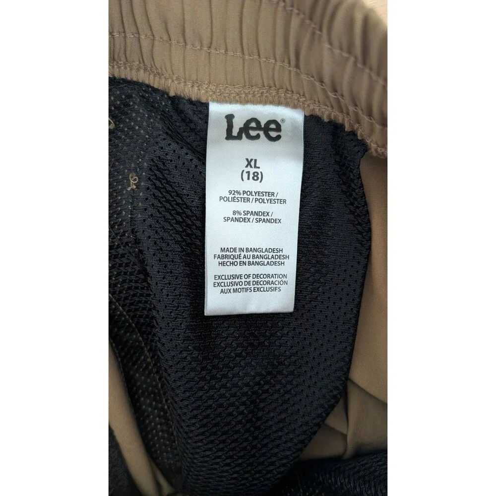 Lee Boys XL (18) Tan Athletic Slim Straight Leg Pants Zip Pockets